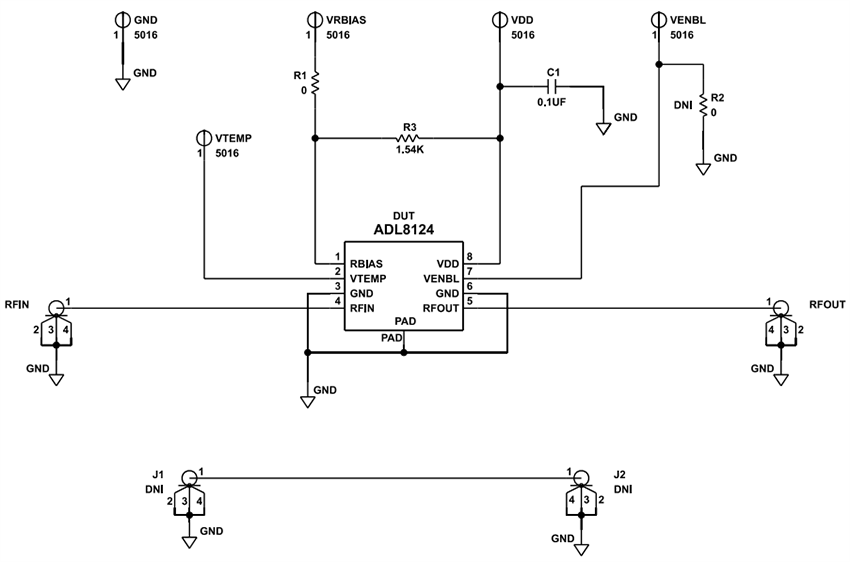Schematic - Analog Devices Inc. EVAL-ADL8124 Evaluation Board